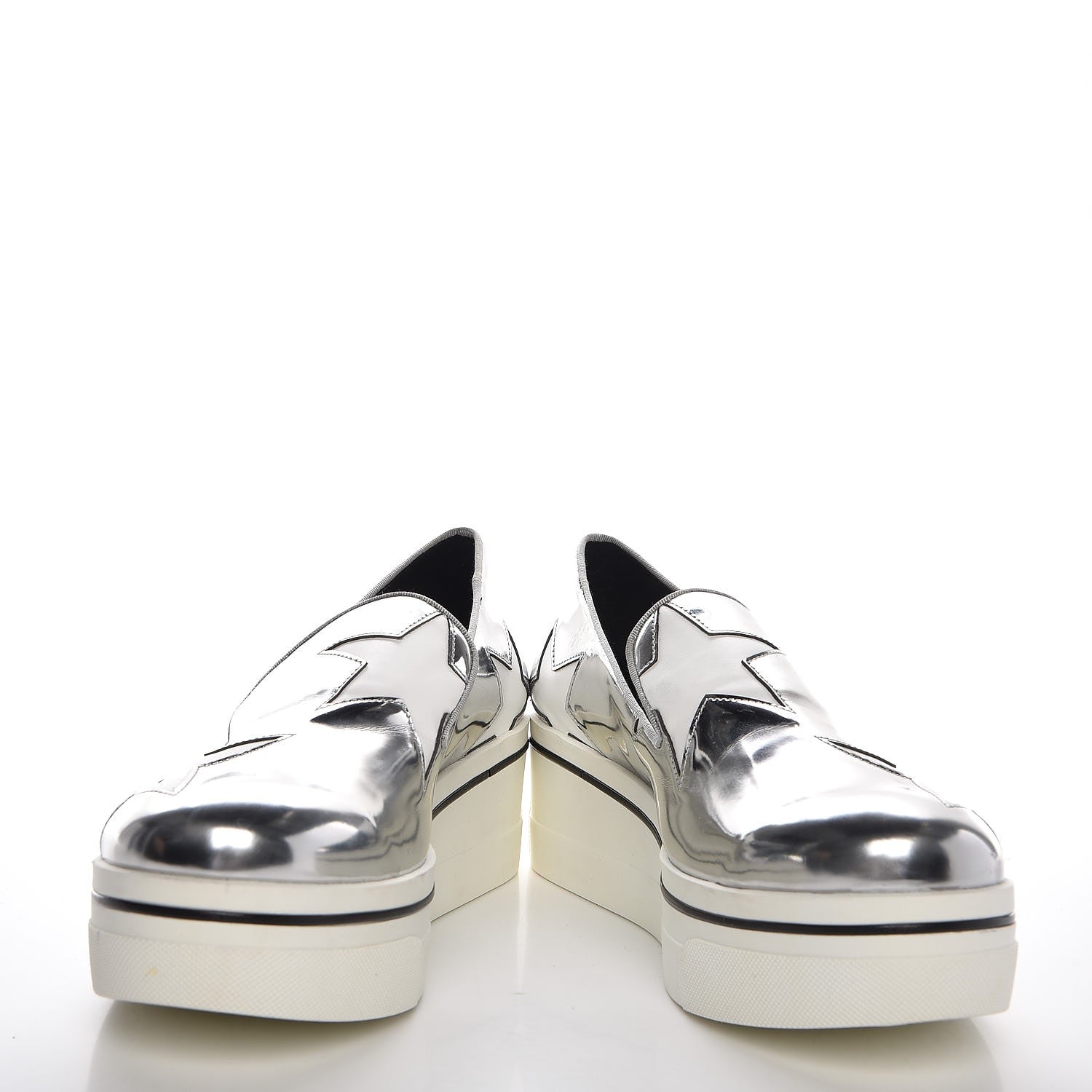 Stella McCartney Metallic Patent Alter Nappa Binx Star Slip On Platform Sneaker 38 Silver 5 of 11