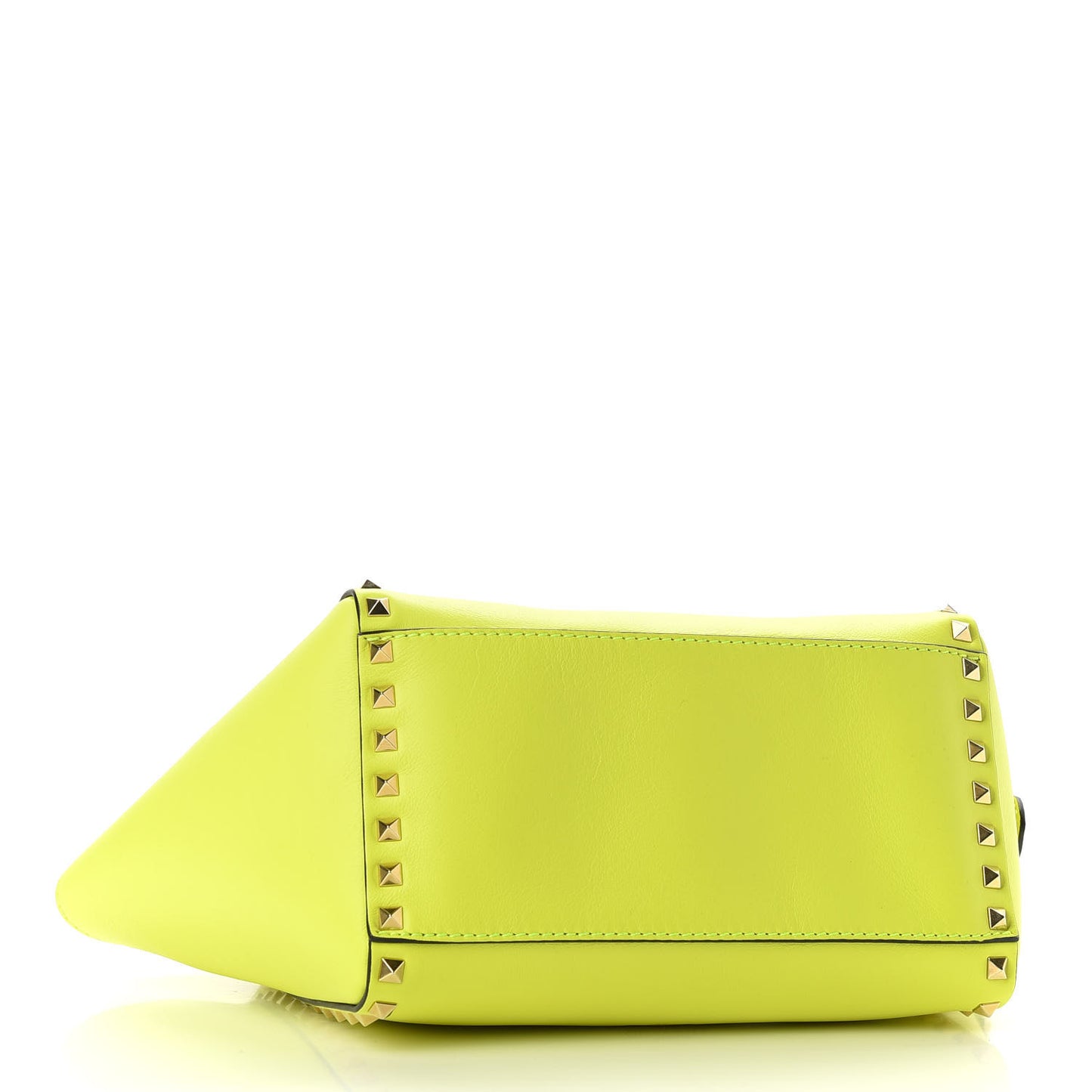 Vitello Small Rockstud Double Handle Tote Yellow Fluo