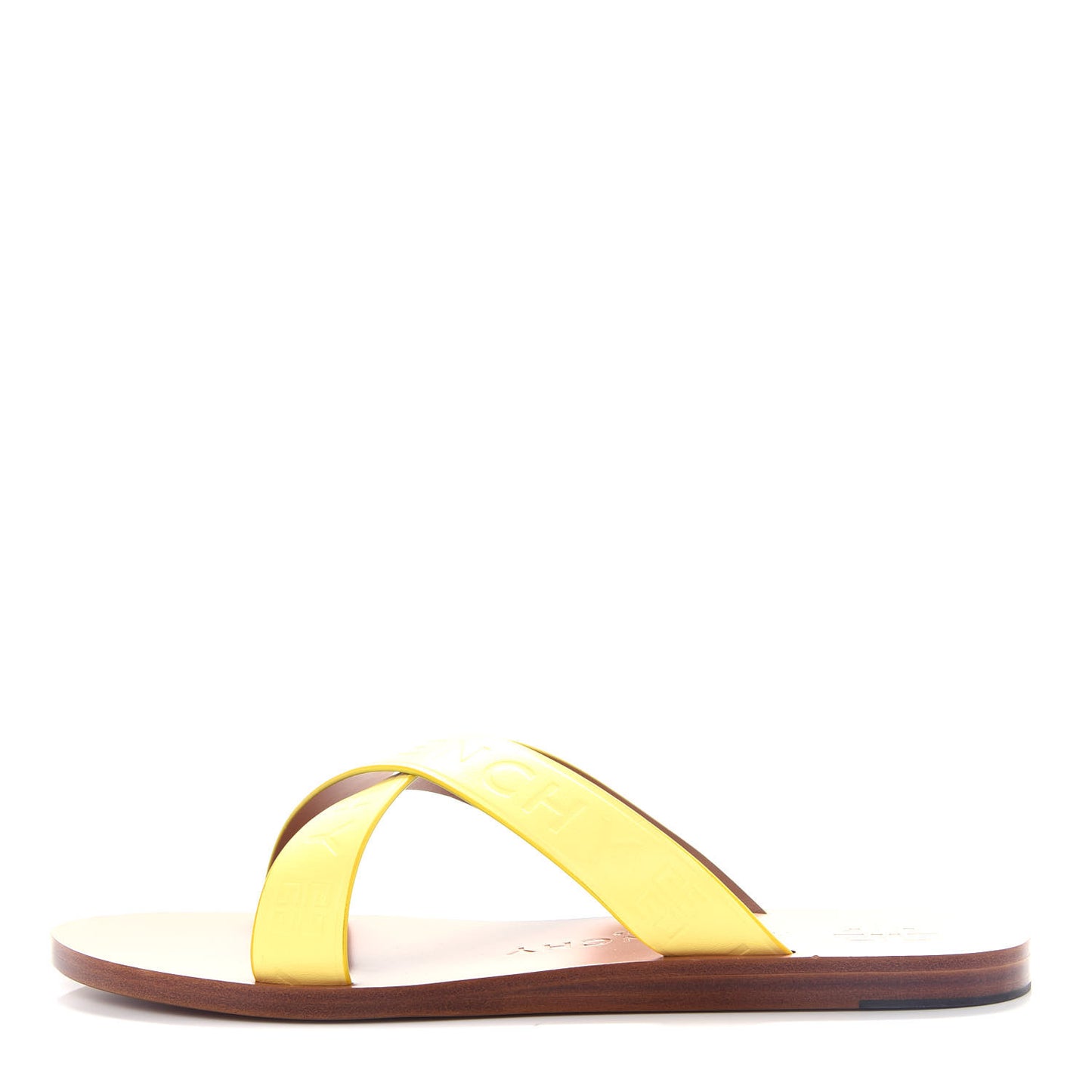 Calfskin Logo Strap Sandals 40 Lemon
