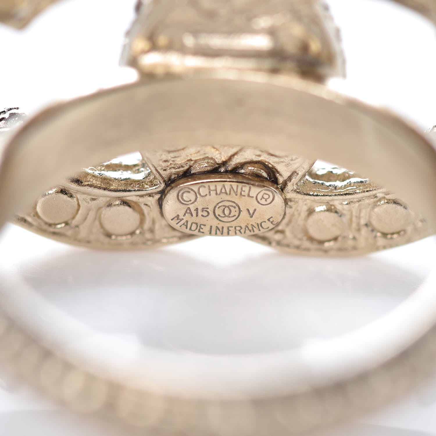 Chanel Crystal Pearl CC Ring 6 Gold 5 of 6