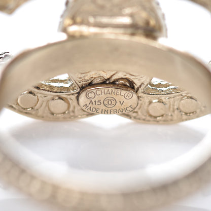 Chanel Crystal Pearl CC Ring 6 Gold 5 of 6