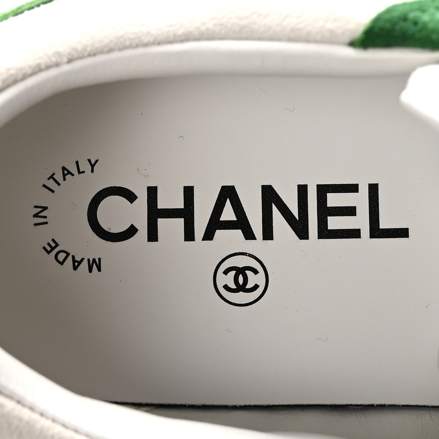 Chanel Suede Kidskin Womens CC Sneakers 37 White Green 8 of 10