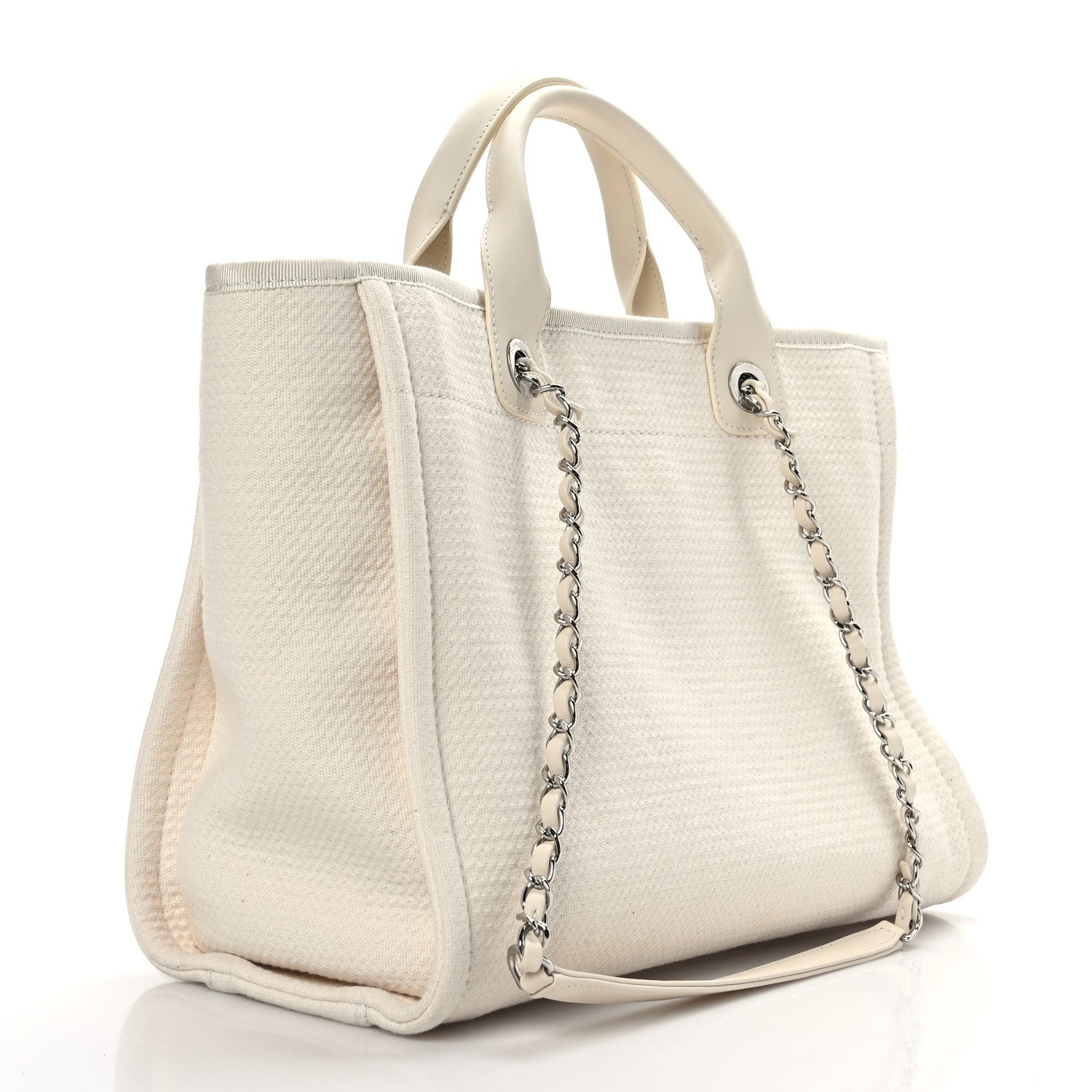 Chanel Mixed Fibers Small Deauville Tote White 4 of 10