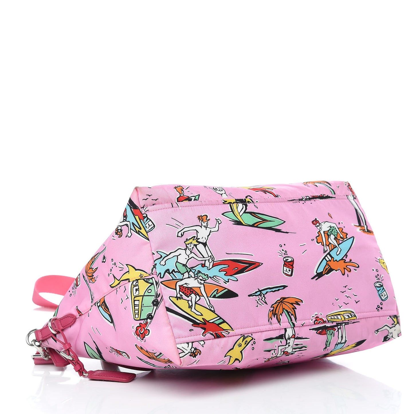 Tessuto Stampato Nylon Saffiano Surf Print Tote Rosa
