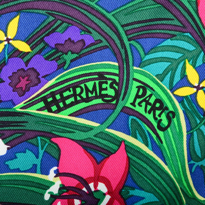 Hermes Silk Tyger Tyger Scarf 90 Bleu Vert Gris 5 of 7
