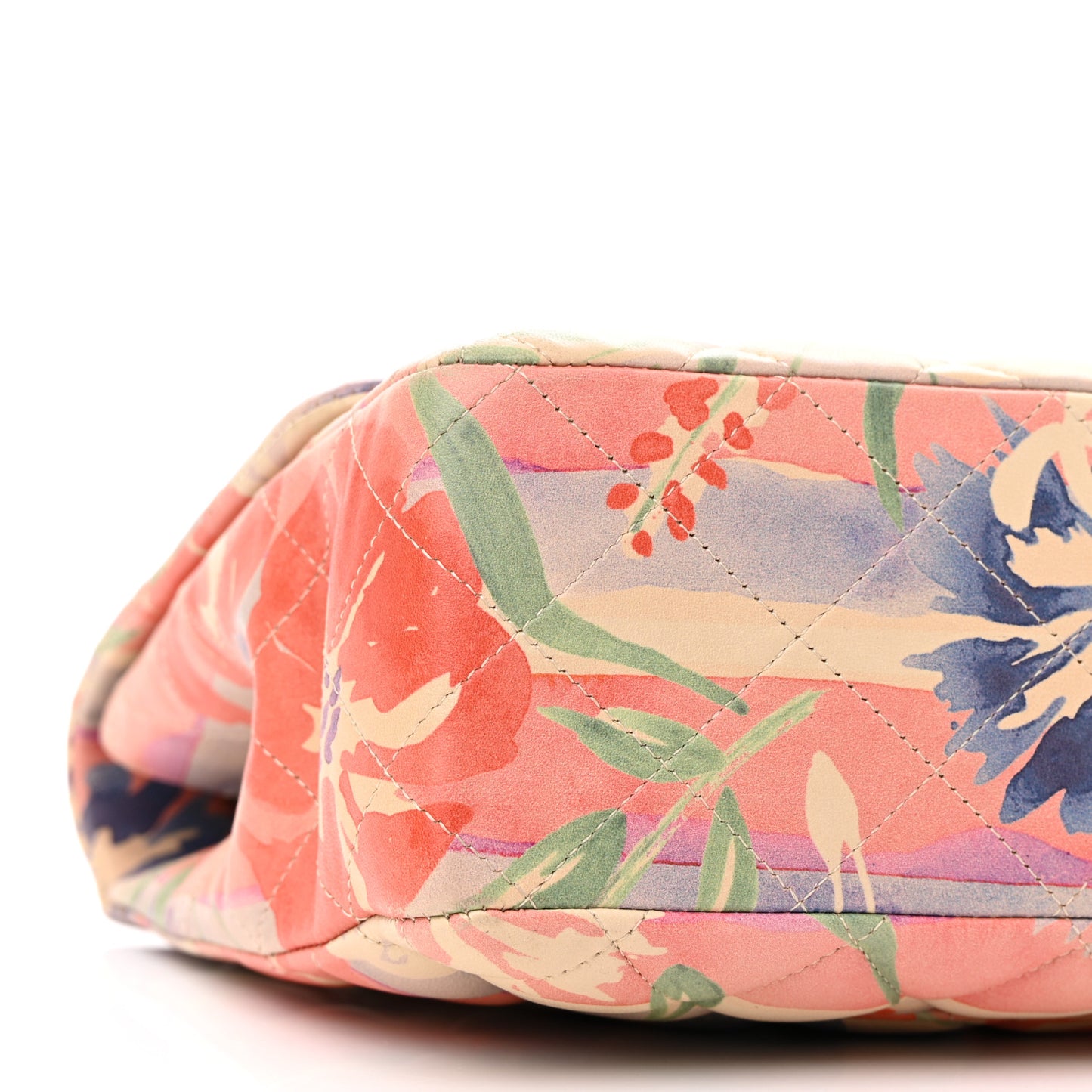 Lambskin Quilted Floral Jumbo Single Flap Multicolor