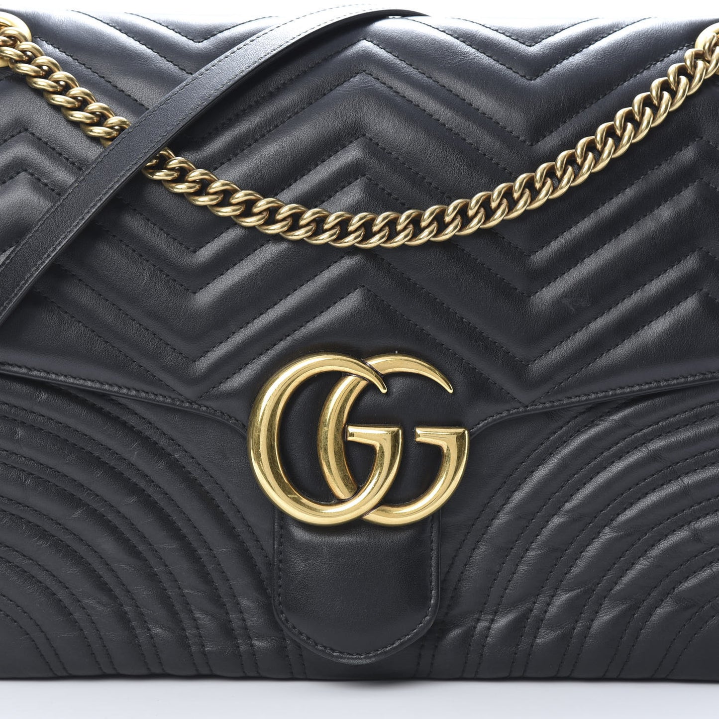 Calfskin Matelasse Large GG Marmont Shoulder Bag Black