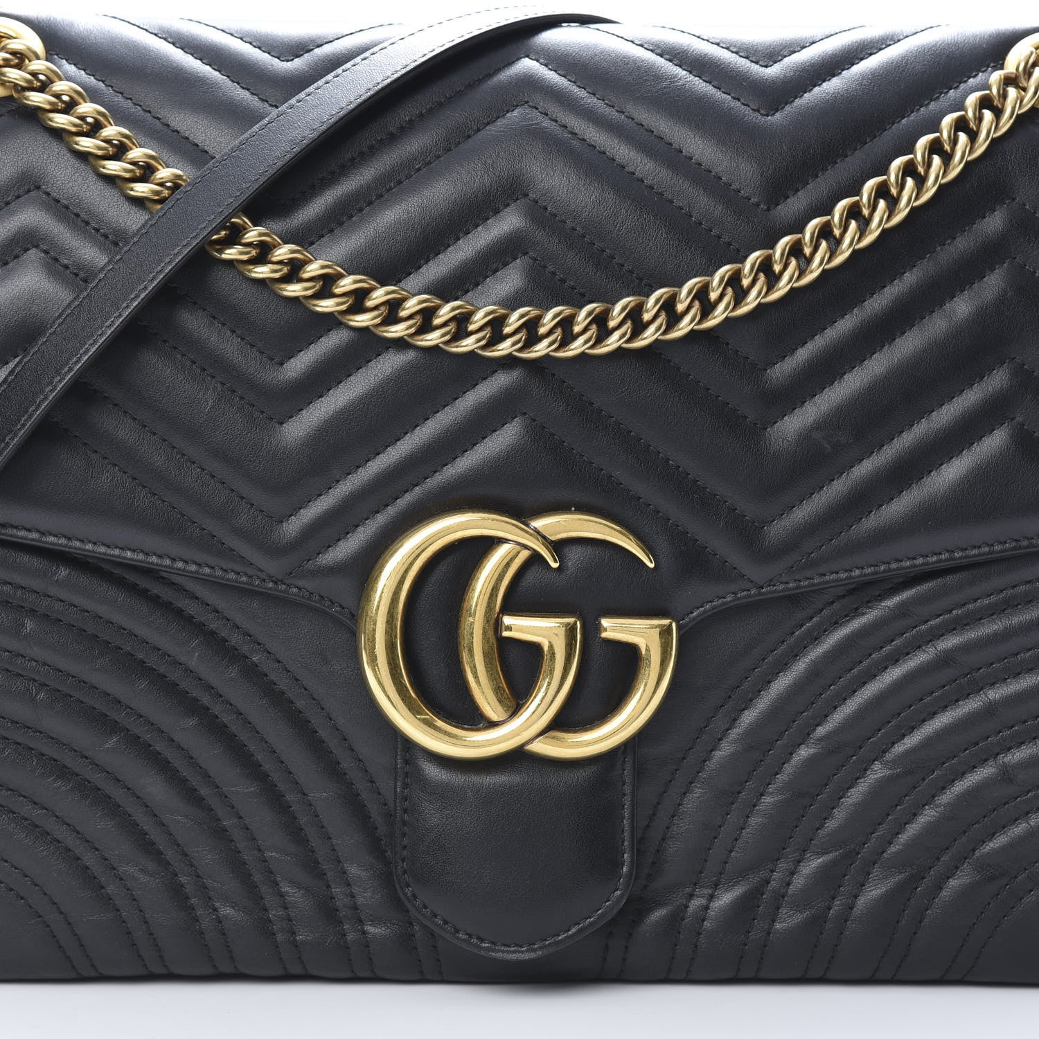 Gucci Calfskin Matelasse Large GG Marmont Shoulder Bag Black 8 of 17