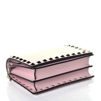 Valentino Garavani Calfskin Rockstud Wallet on Chain Water Rose 4 of 9