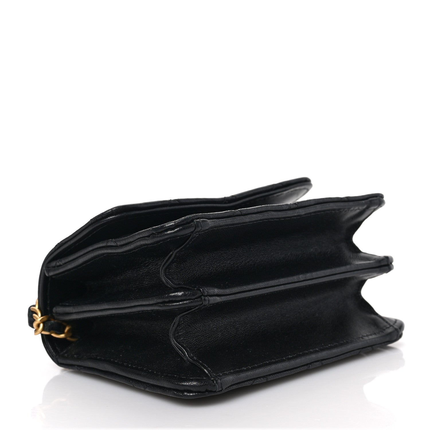 Chanel Lambskin Quilted Chain Top Handle Clutch With Chain Black 4 of 10