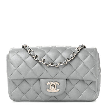 Chanel Metallic Lambskin Quilted Mini Rectangular Flap Silver 1 of 10