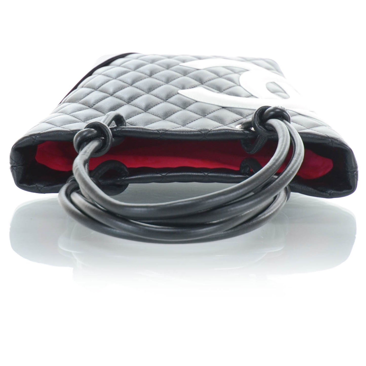 Calfskin Quilted Medium Cambon Tote Black White