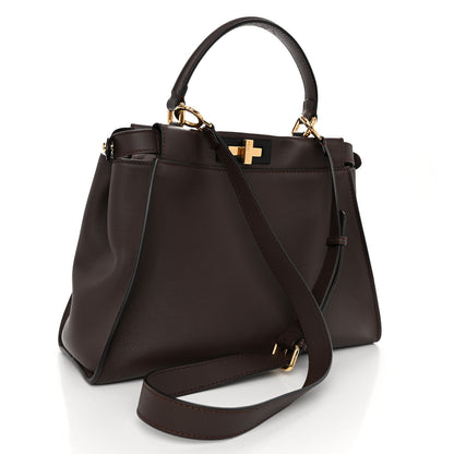 Fendi Vitello Seta Shiny Nappa Medium Peekaboo Iconic Satchel Moresco Rosa Doll 3 of 9
