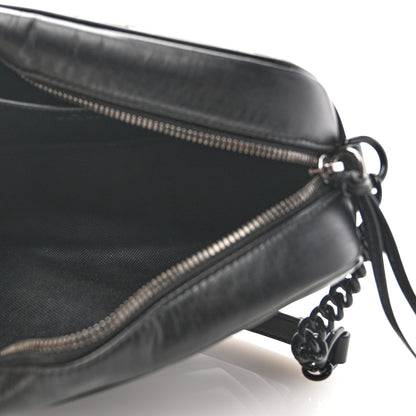 Gucci Calfskin Matelasse Monochrome Small GG Marmont Chain Shoulder Bag Black 5 of 11