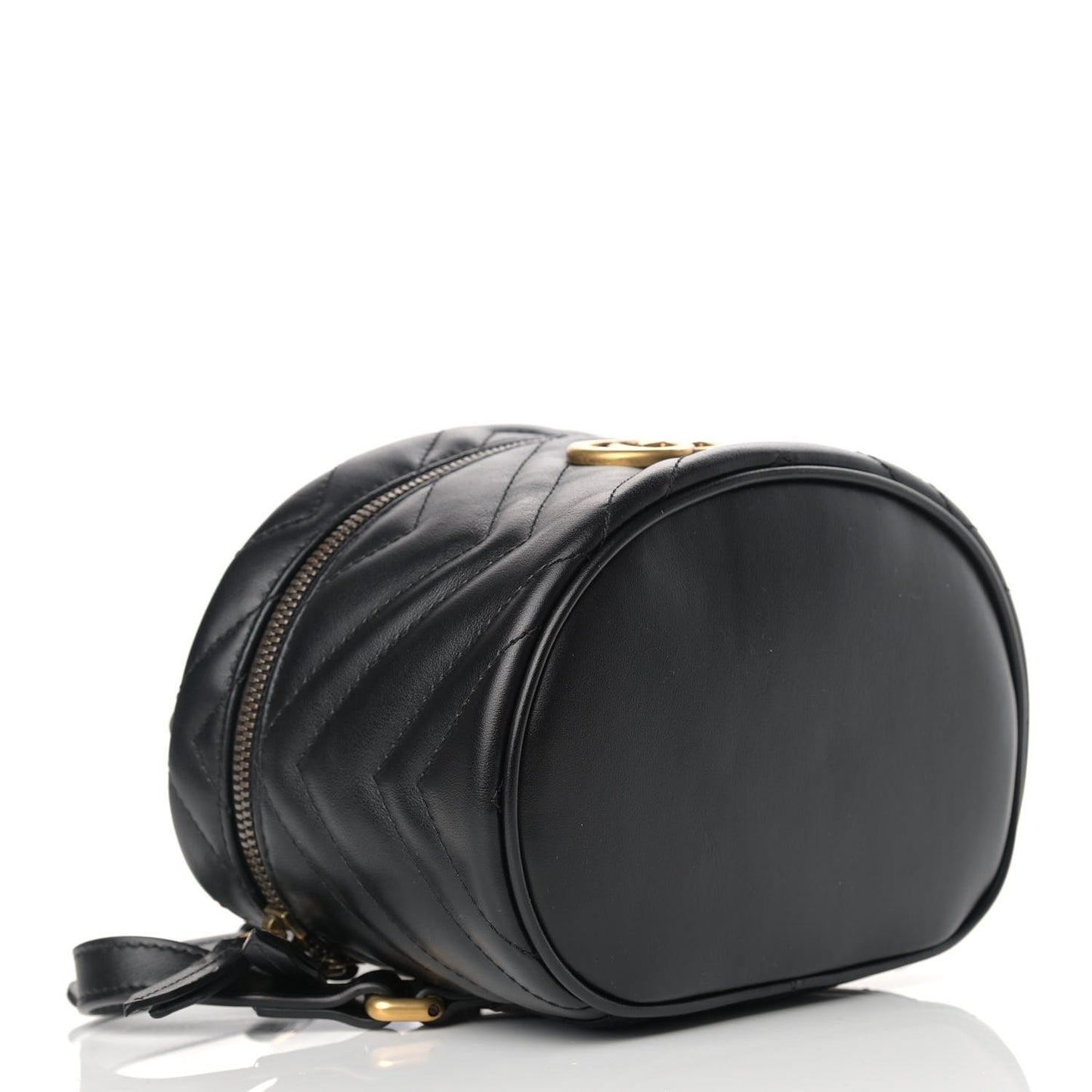 Calfskin Matelasse Mini GG Marmont Round Backpack Black