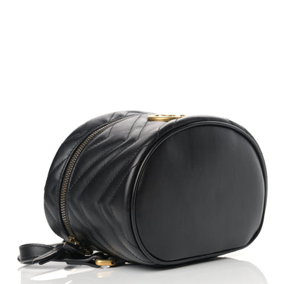 Gucci Calfskin Matelasse Mini GG Marmont Round Backpack Black 4 of 11