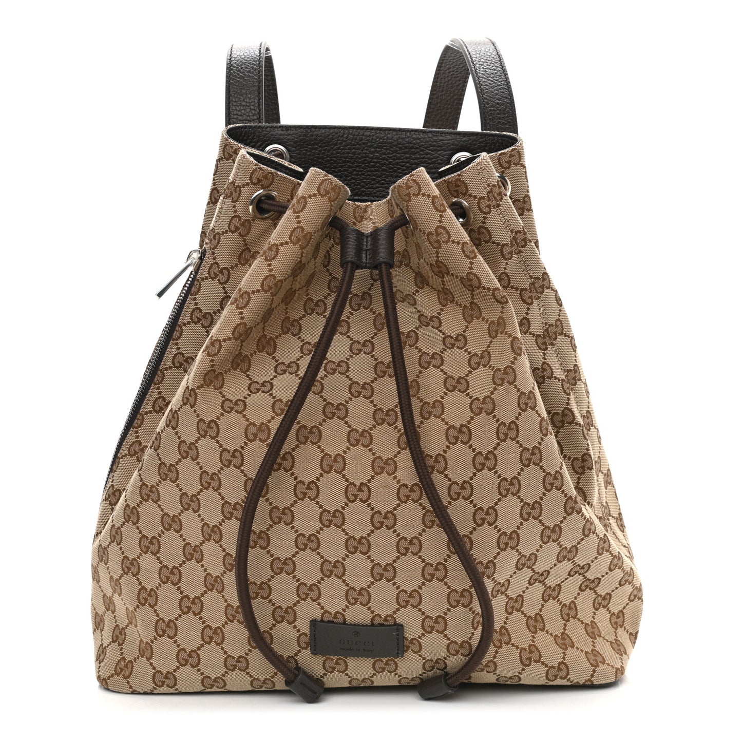 Monogram Dollar Calfskin O Drawstring Backpack Beige Ebony Testa di Moro Dark Chocolate
