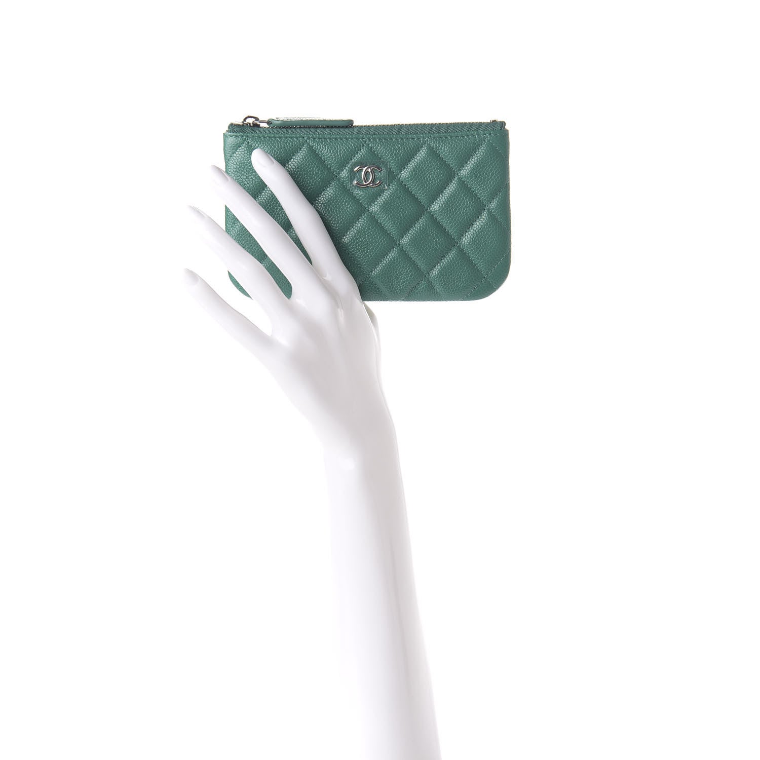 Chanel Caviar Quilted Small Cosmetic Case Green 2 of 7