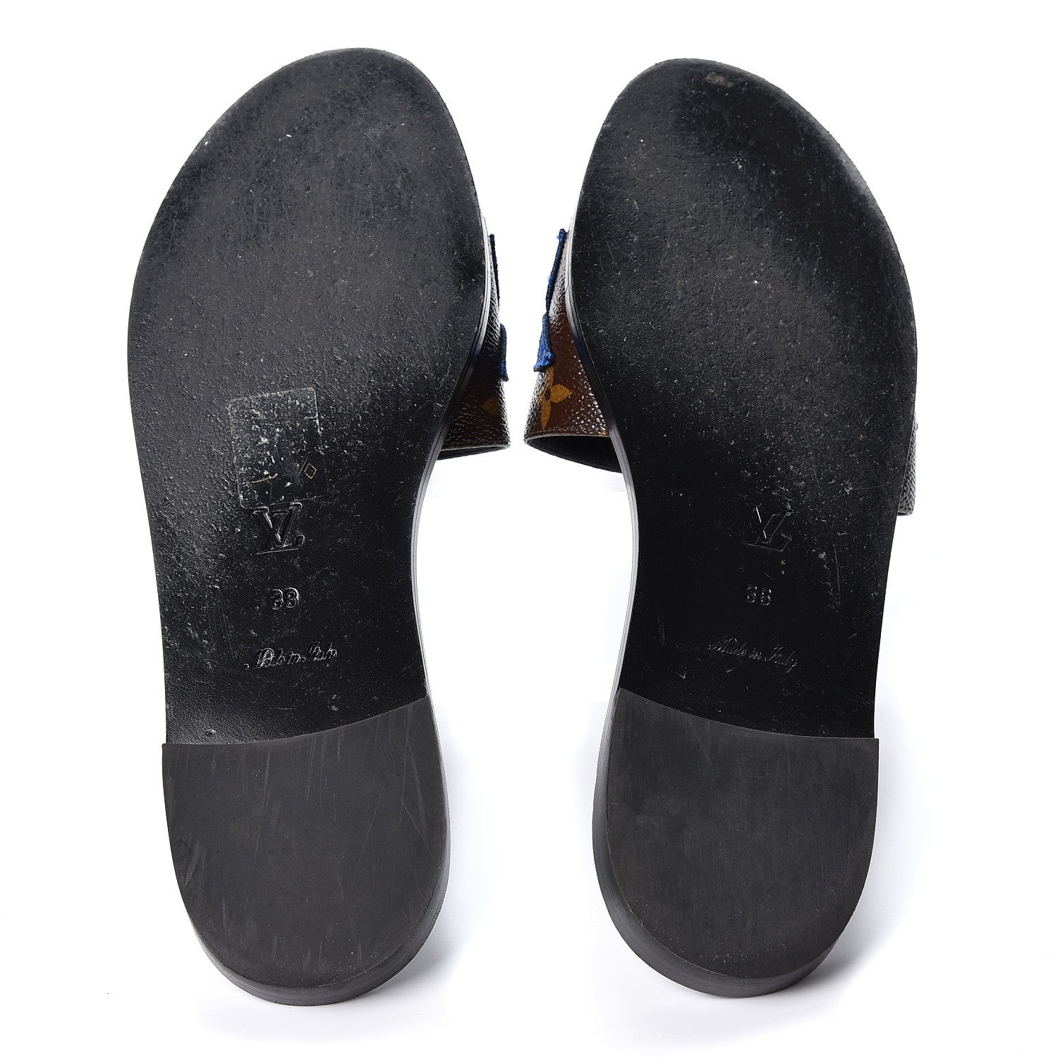 Louis Vuitton Patent Calfskin Monogram LV Black Heart Flat Mules 38 Cacao 7 of 10