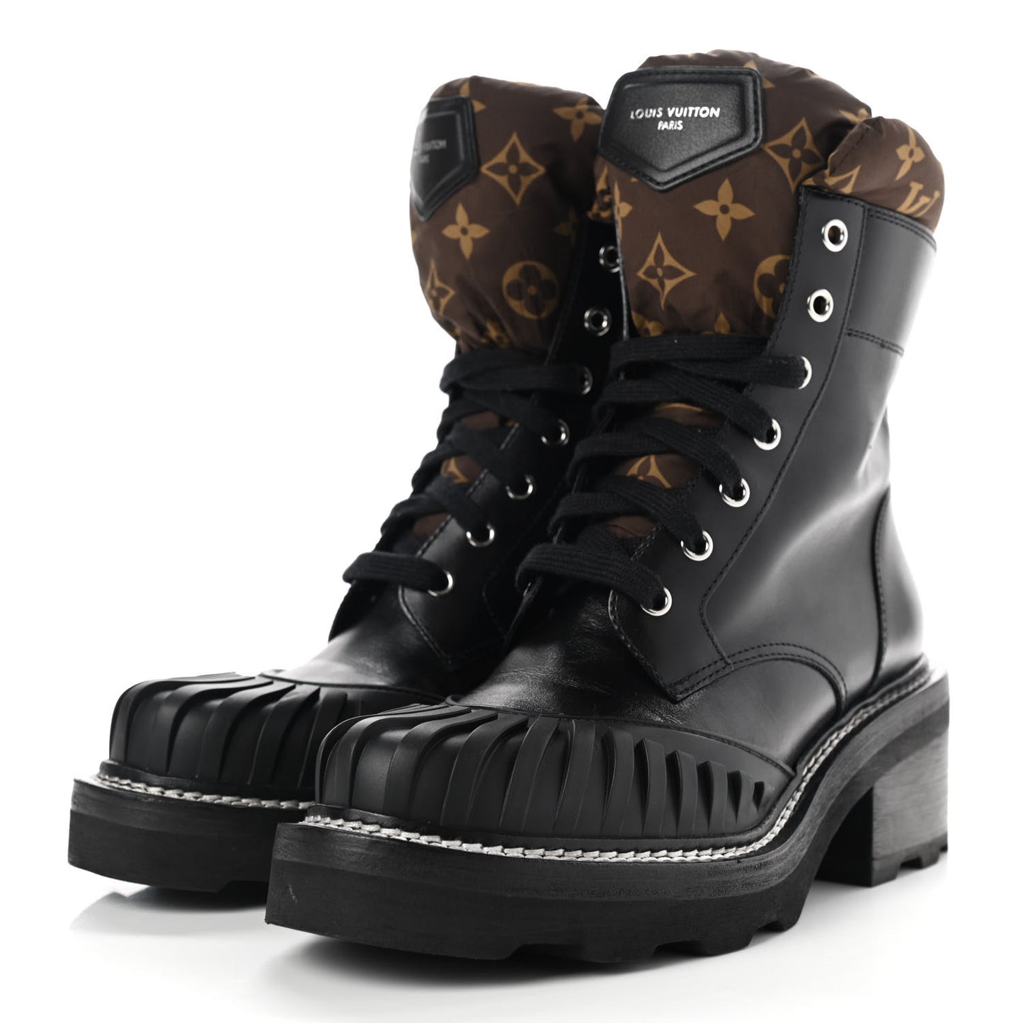 Calfskin Monogram Nylon LV Beaubourg Ankle Boots 39 Black