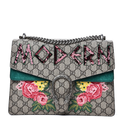 Gucci GG Supreme Monogram Embroidered Medium Dionysus Shoulder Bag Emerald 1 of 11