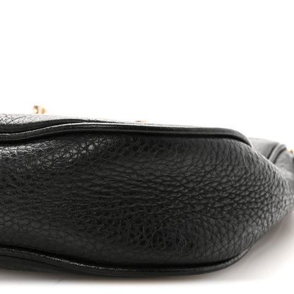 Gucci GG Grainy Calfskin Emblem Small Half Moon Shoulder Bag Black 9 of 10