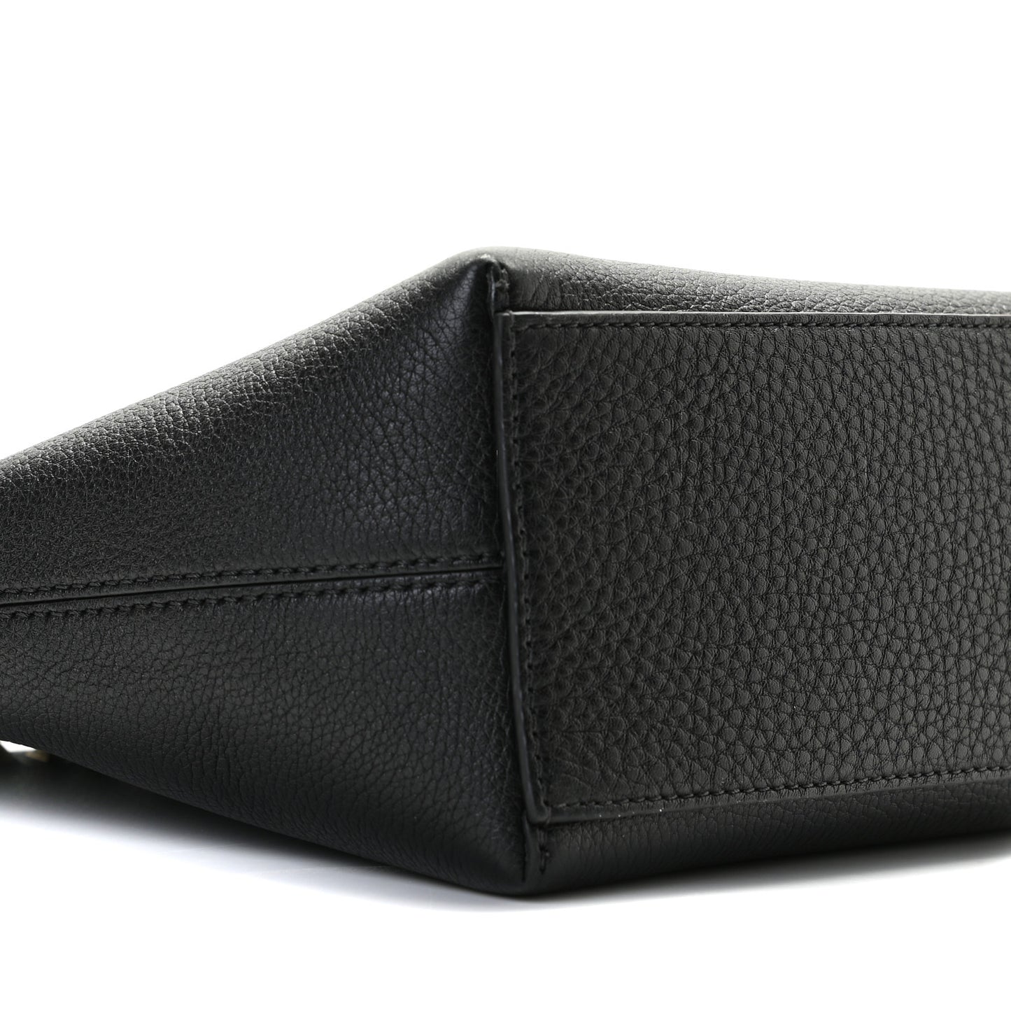 Grained Calfskin Small Rockstud Shoulder Tote Black