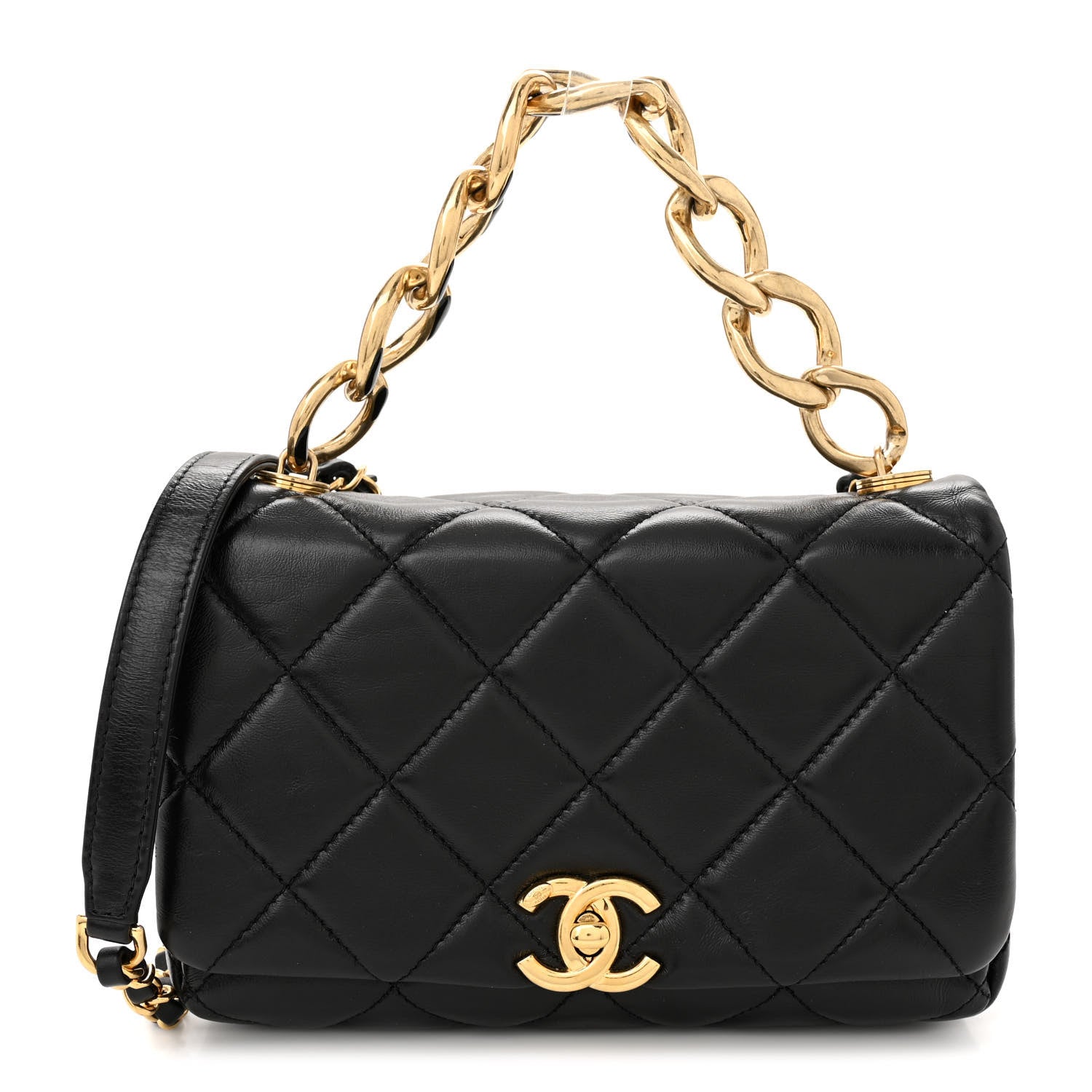 Chanel Lambskin Quilted Small Color Match Flap Black 1 of 11