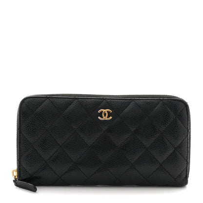 Chanel Caviar Quilted Large Gusset Zip Around Wallet Black 1 of 8