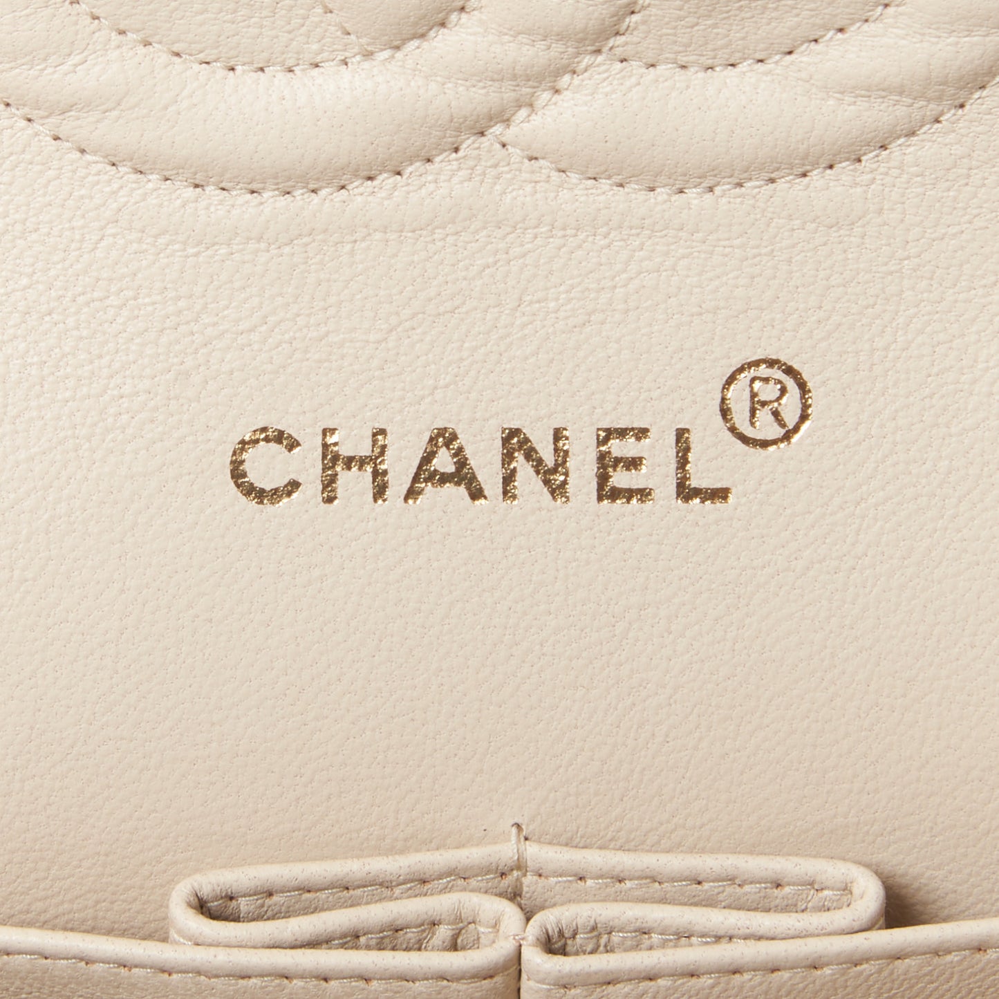 Lambskin Quilted Medium Double Flap Light Beige