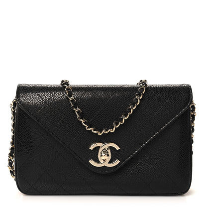 Chanel Caviar Envelope Wallet On Chain WOC Black 1 of 11