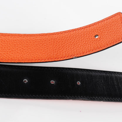 Hermes Box Togo 32mm Collier De Chien CDC Belt 85 Black Orange 6 of 9