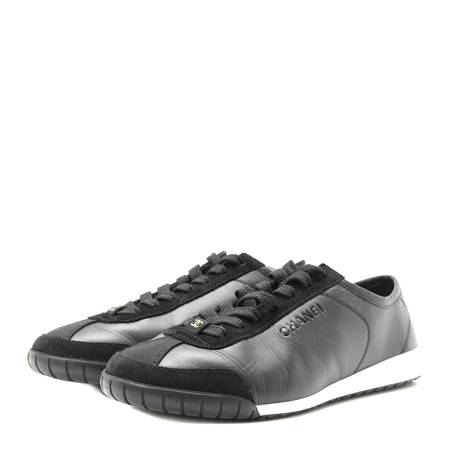 Chanel Calfskin Suede Sneakers 36 Black 4 of 8