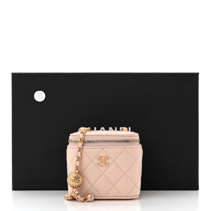 Chanel Lambskin Quilted Pearl Crush Mini Vanity Case With Chain Light Beige 11 of 11