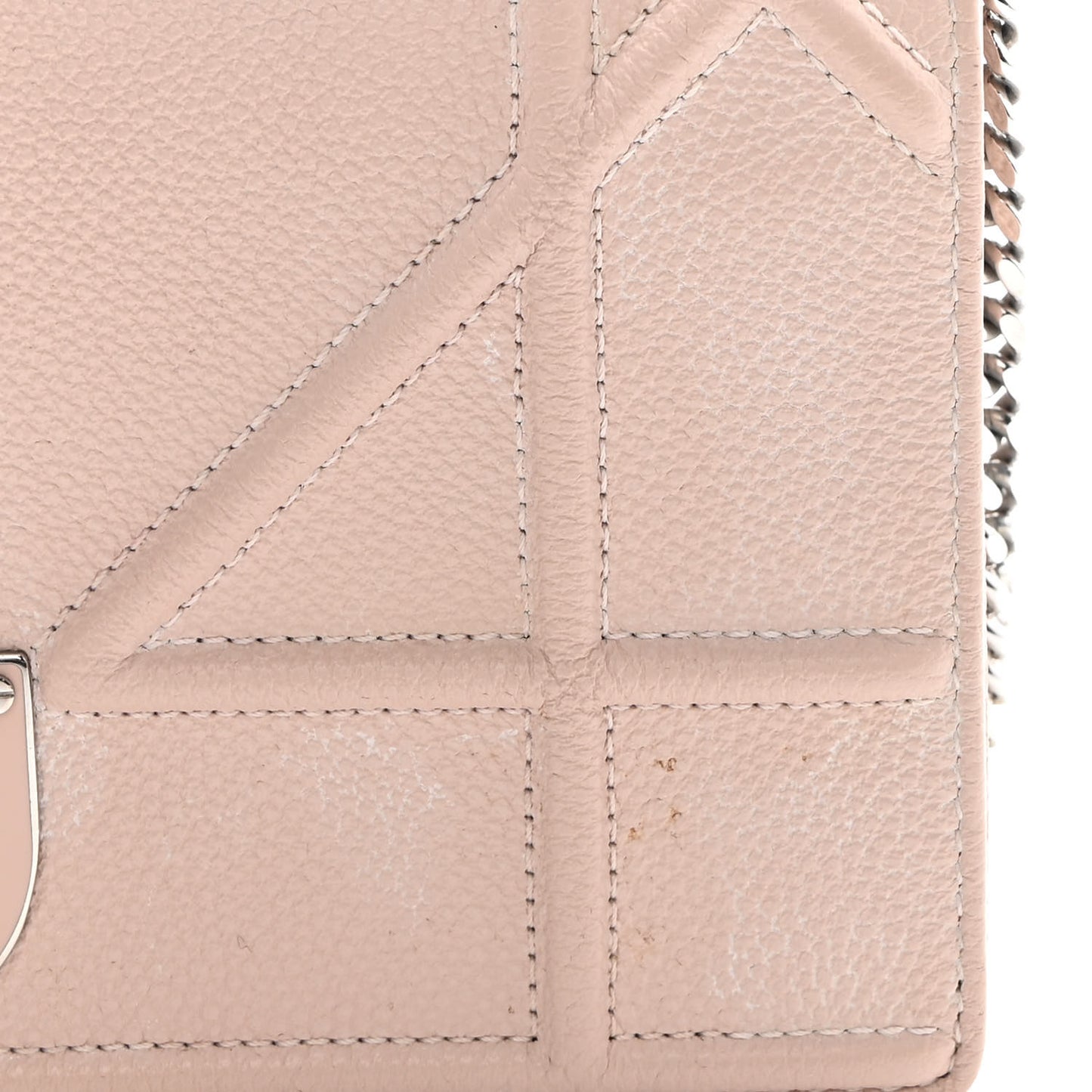 Grained Calfskin Diorama Wallet on Chain Pouch Nude