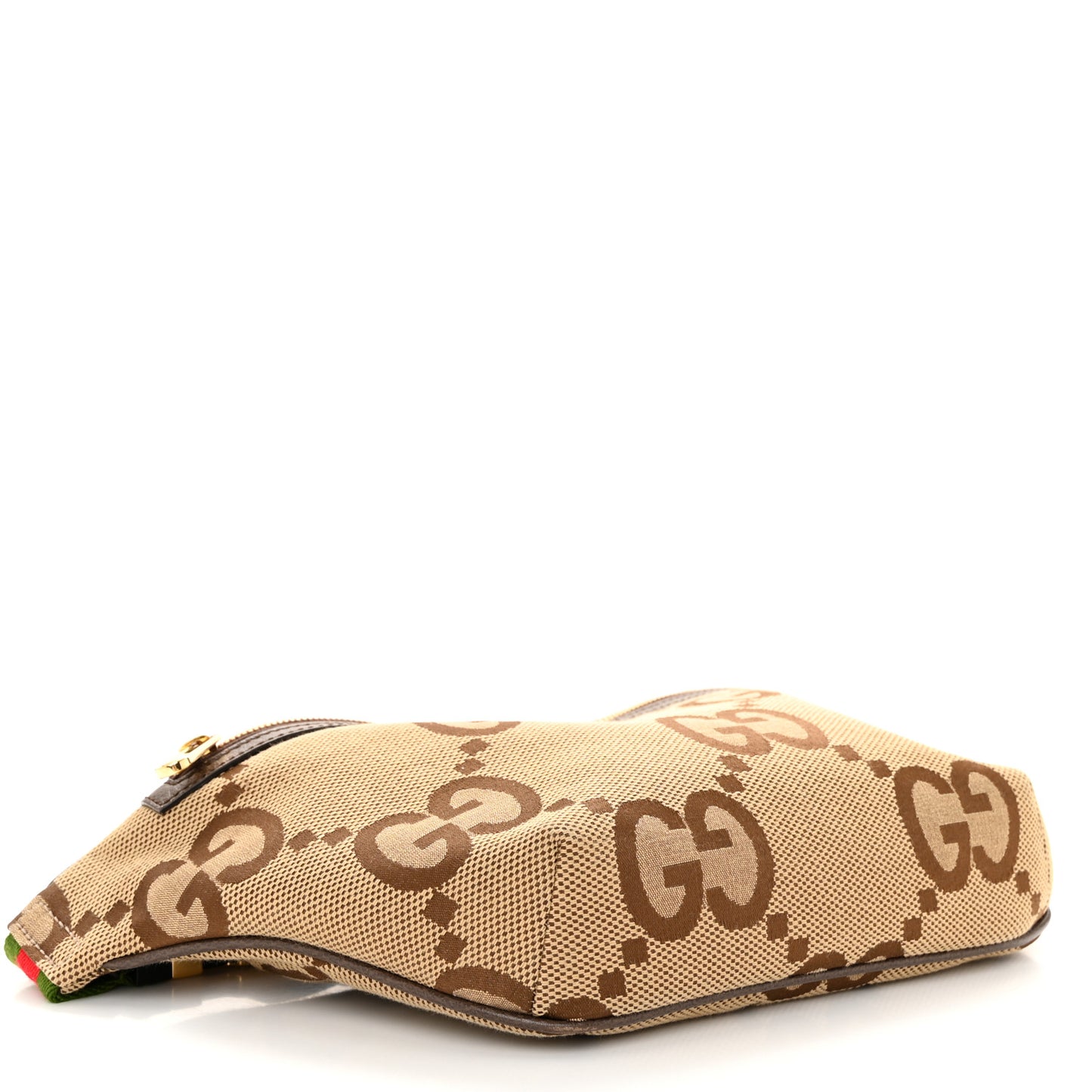 Monogram Jumbo GG Textured Dollar Calfskin Web Belt Bag Camel Ebony New Acero