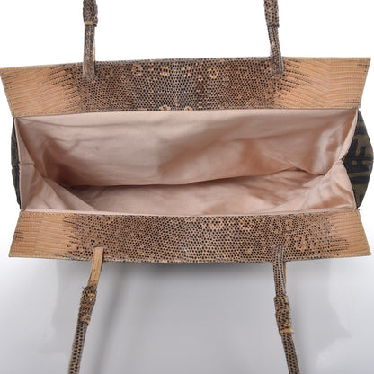 Fendi Zucca Embroidered Lizard Trim Bag Tobacco 5 of 9