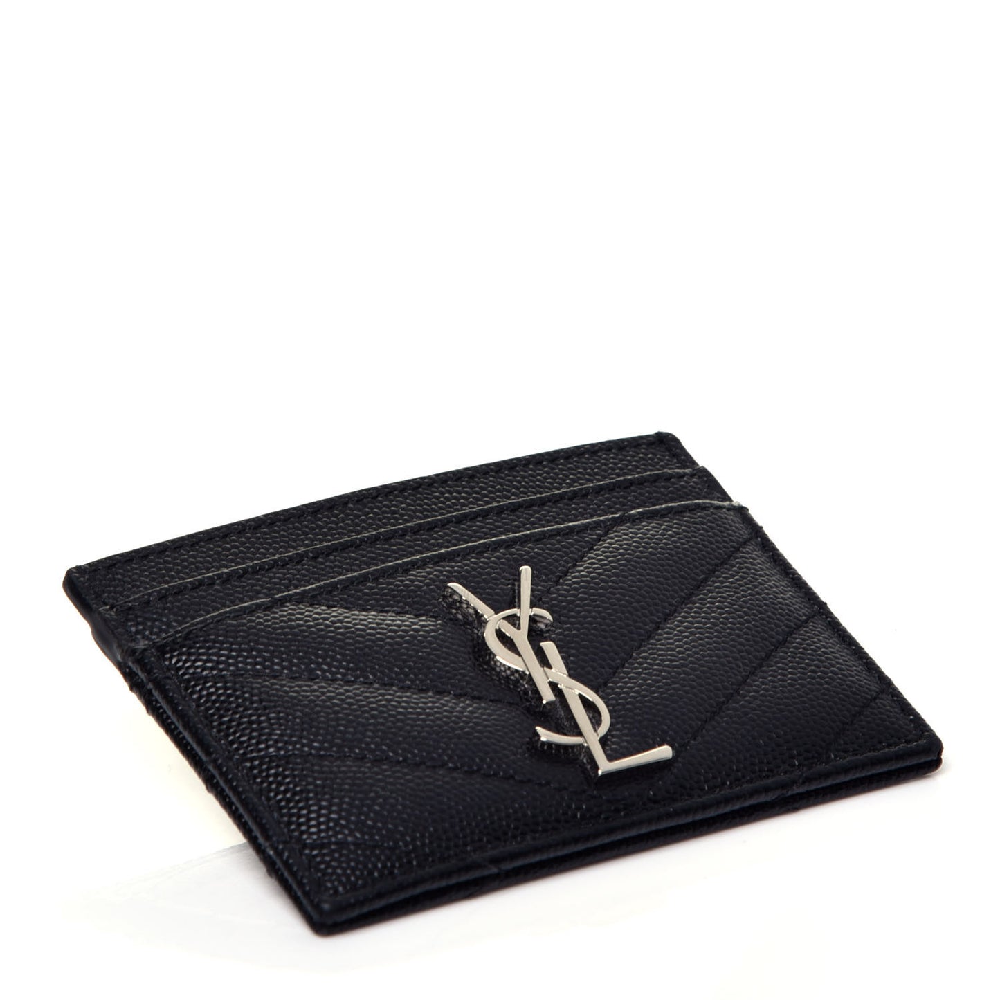 Grain De Poudre Matelasse Chevron Monogram Credit Card Case Black