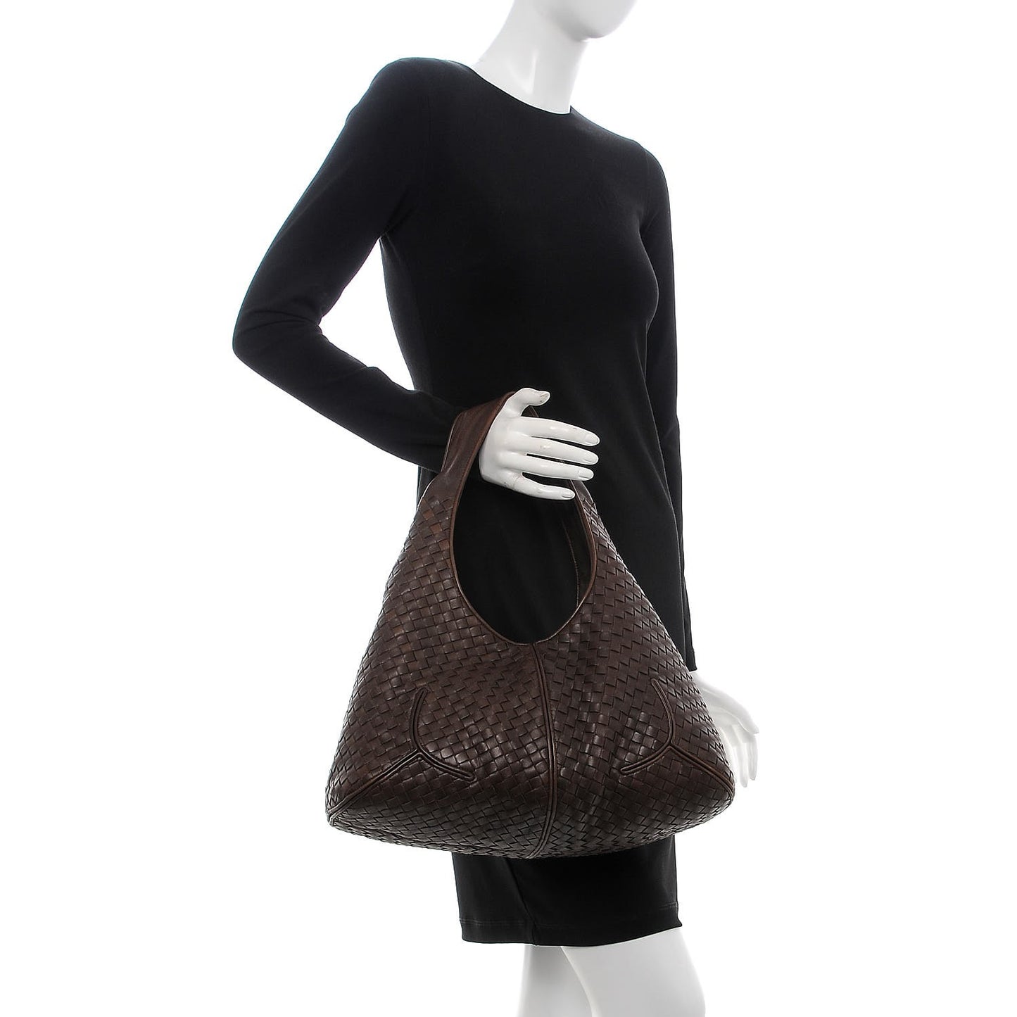 Nappa Intrecciato Ball Hobo Ebano