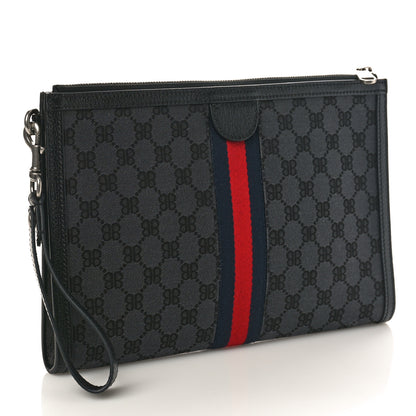 Gucci X BALENCIAGA BB Supreme Monogram Web Ophidia Laptop Pouch Black 3 of 8