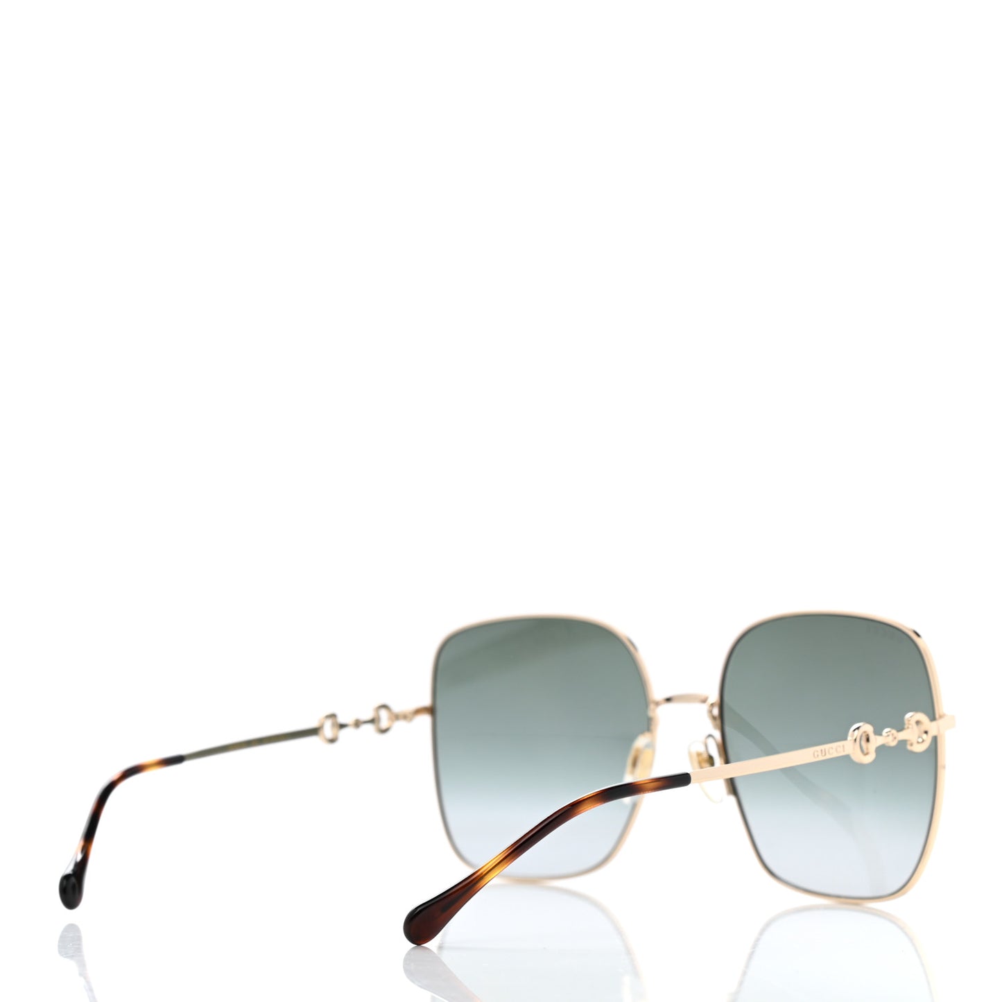 Metal Horsebit Square Frame Sunglasses GG0879S Gold