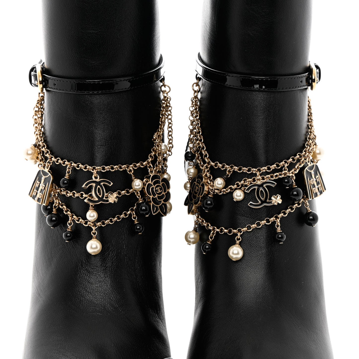 Lambskin Patent Calfskin Ankle Boots 37 Black
