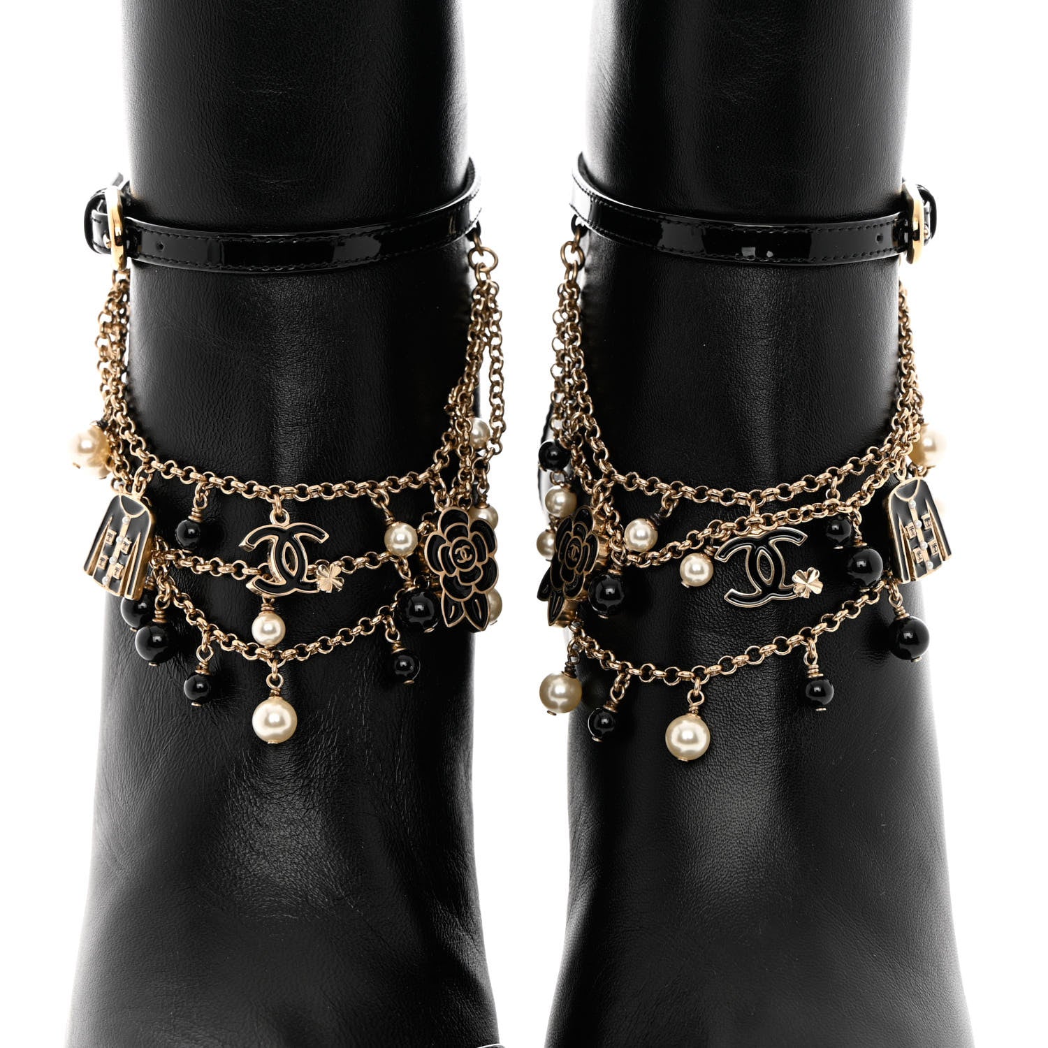 Chanel Lambskin Patent Calfskin Ankle Boots 37 Black 5 of 12