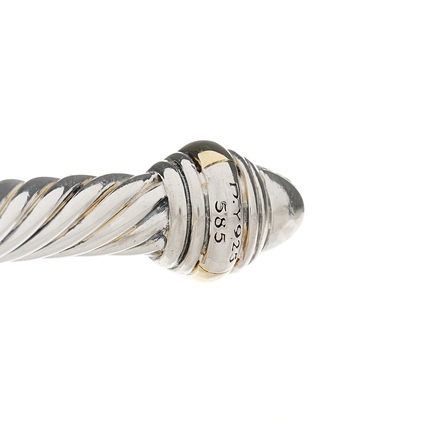Sterling Silver 14K Yellow Gold Diamond 5mm Cable Classics Bracelet