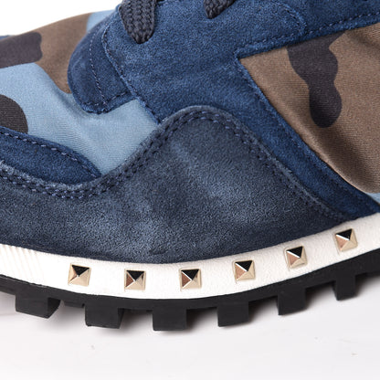 Valentino Garavani Suede Nylon Camouflage Womens Soul Rockstud Sneakers 41 Navy 14 of 19