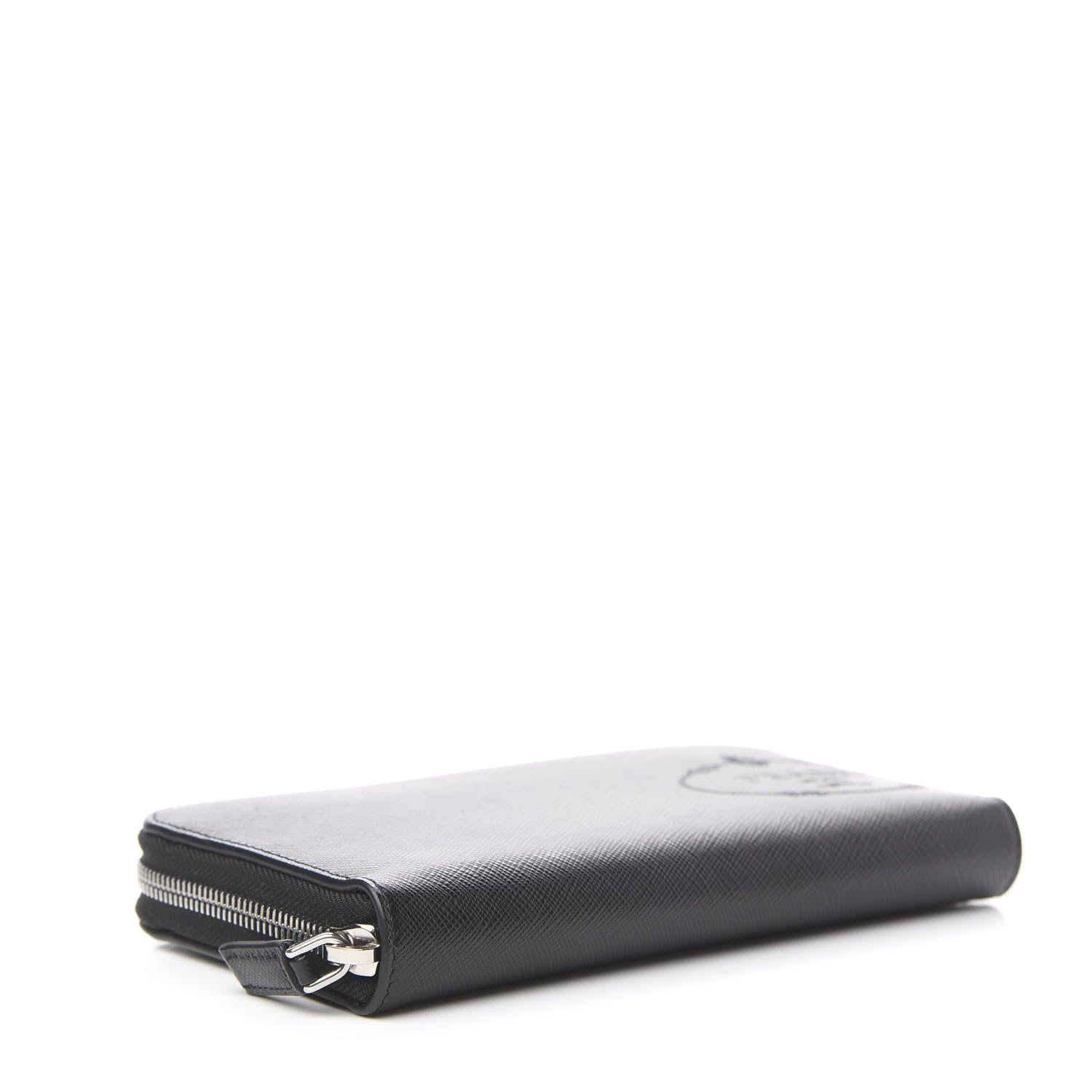 Prada Saffiano Logo Zip Around Wallet Black 3 of 7