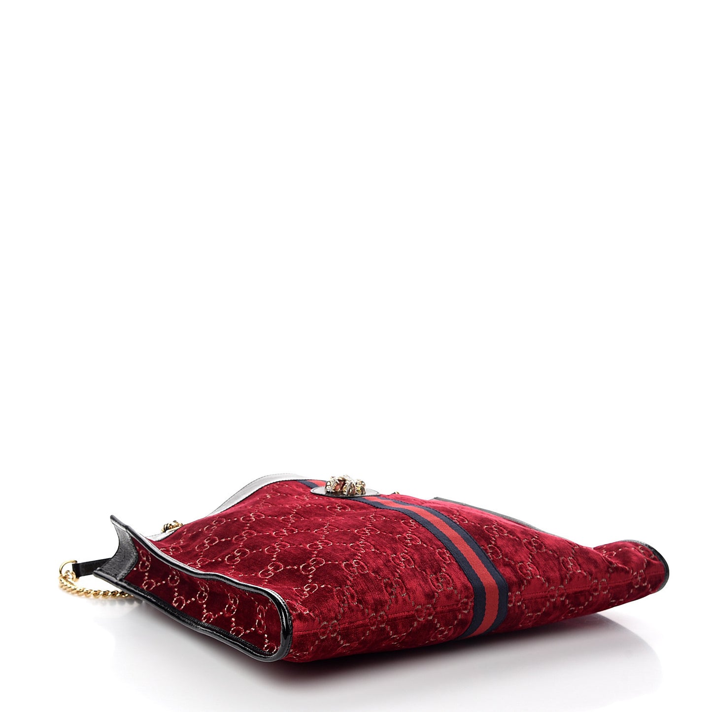 Velvet GG Monogram Large Rajah Chain Tote Red Cipria Black
