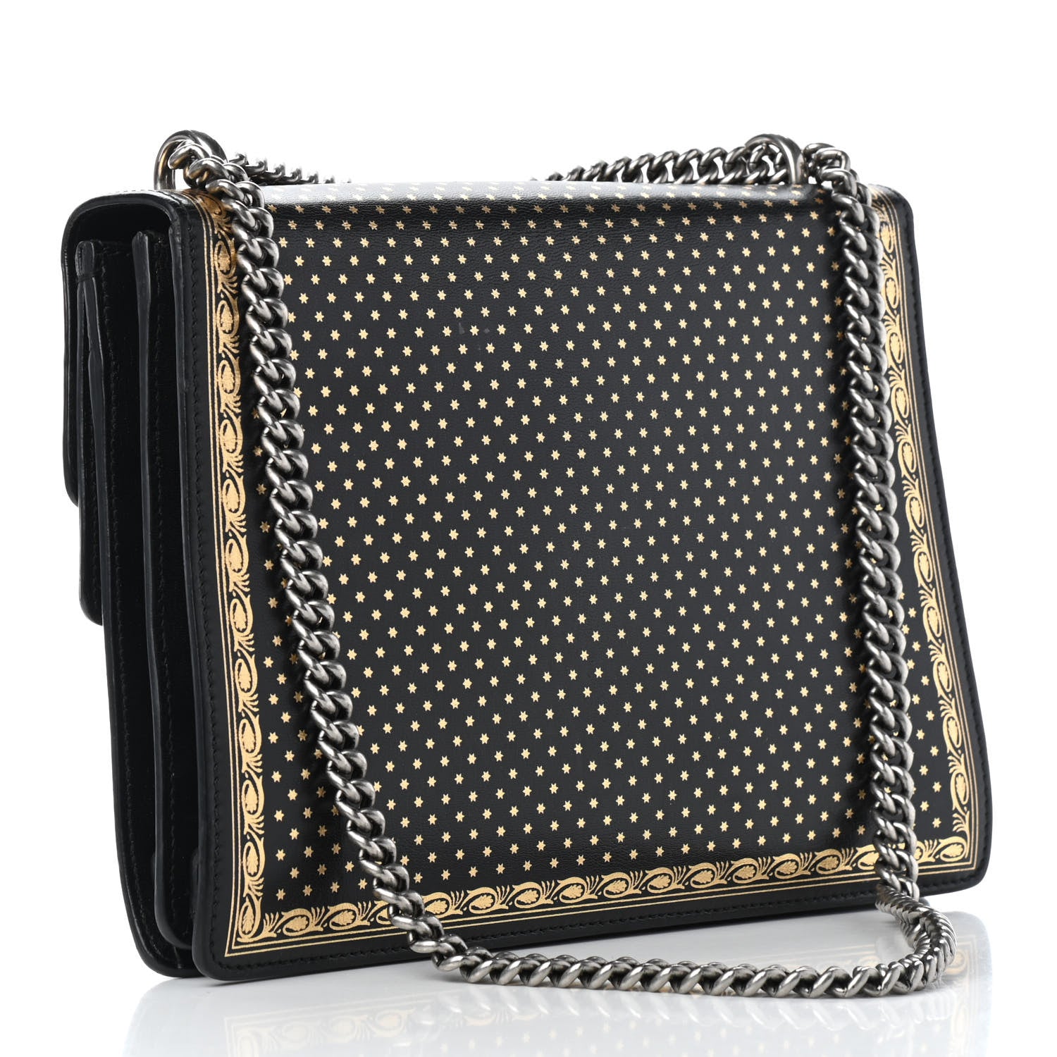 Gucci X SEGA Calfskin GUCCY Stars Medium Dionysus Shoulder Bag Black Gold 3 of 9