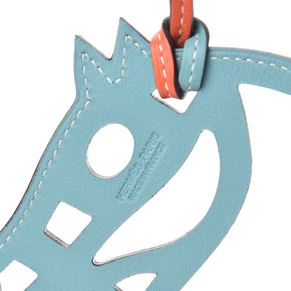 Hermes Swift Paddock Cheval Horse Bag Charm Bleu Atoll Feu 3 of 3