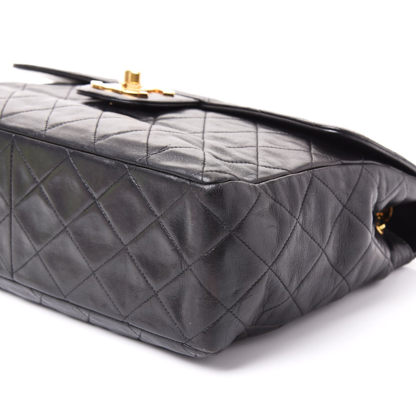 Lambskin Quilted Jumbo Single Flap Black